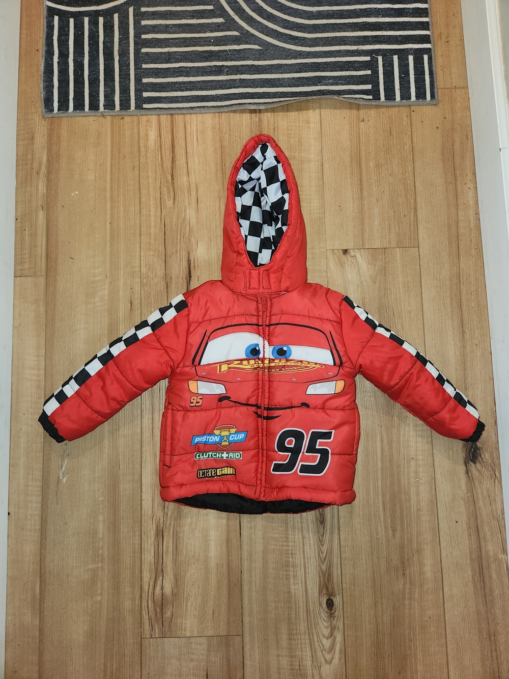 Disney Red Lightning McQueen Racing Hooded Jacket with Checkered Trim